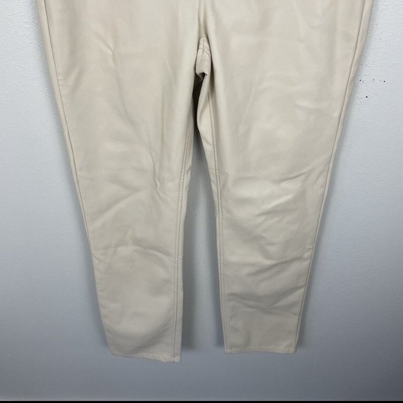 Free People Pants Rebel At Heart Vegan Leather Size 8 Straight Leg High Rise Tan - Picture 3 of 7